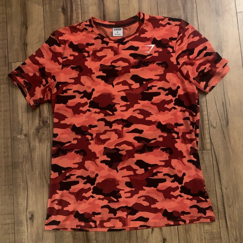 Gymshark Shirt Mens Large Red Camo Arrival Camouflage Workout Training Gym